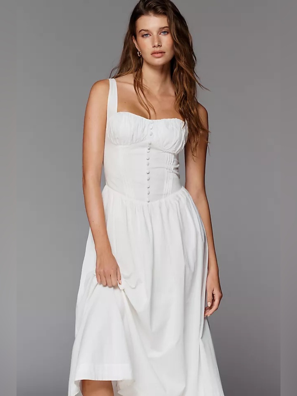 NWT Anthropologie Moon River Cotton Corset-Style Midi Dress